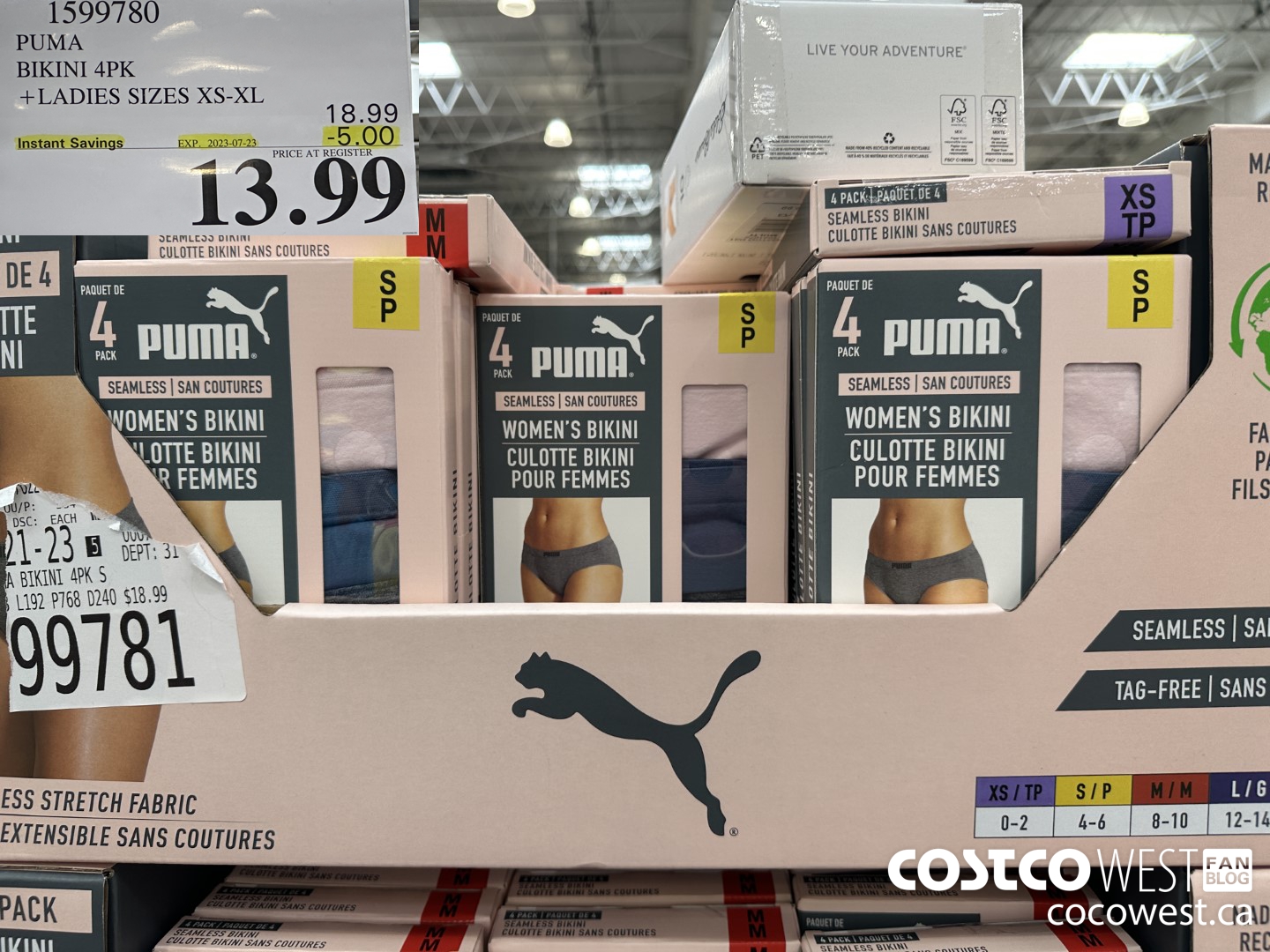 1599780 PUMA BIKINI 4PK LADIES SIZES XS-XL ($5.00 INSTANT SAVINGS EXPIRES ON 2023-07-23) $13.99