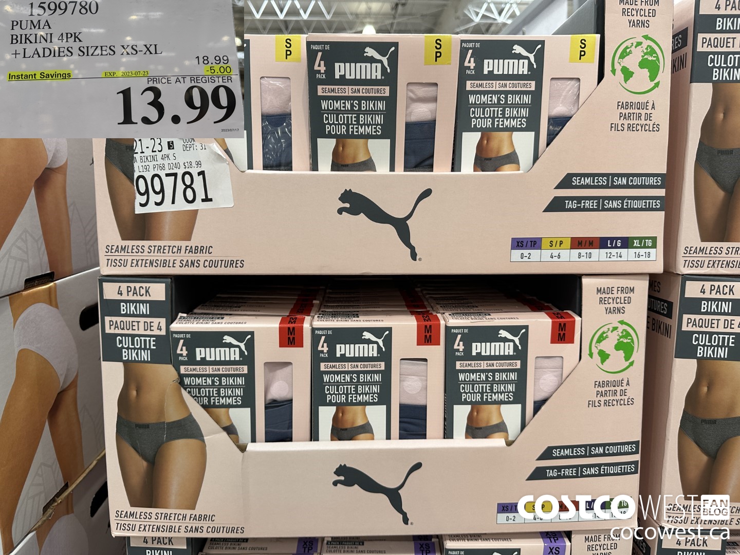 1599780 PUMA BIKINI 4PK LADIES SIZES XS-XL ($5.00 INSTANT SAVINGS EXPIRES ON 2023-07-23) $13.99