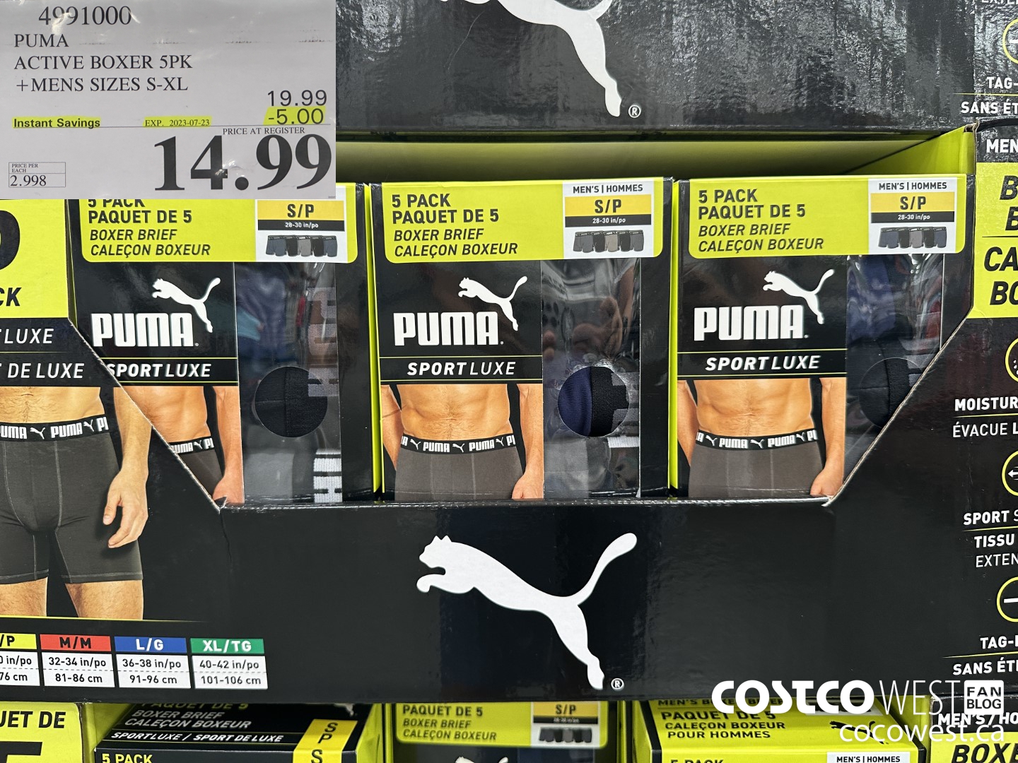 4991000 PUMA BOXER 5PK MENS SIZES S-XL ($5.00 INSTANT SAVINGS EXPIRES ON 2023-07-23) $14.99