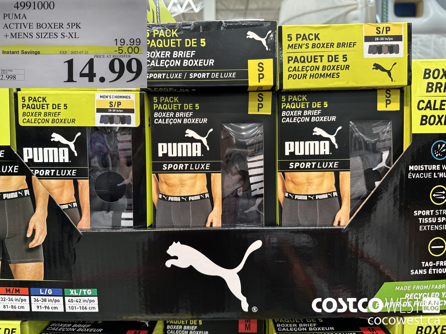 4991000 PUMA BOXER 5PK MENS SIZES S-XL ($5.00 INSTANT SAVINGS EXPIRES ON 2023-07-23) $14.99