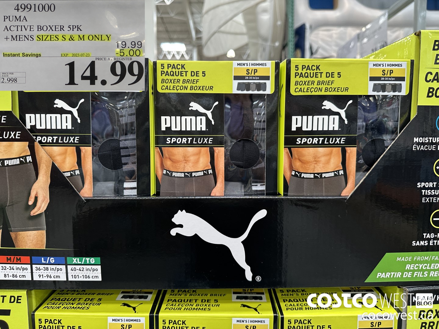 4991000 PUMA BOXER 5PK MENS SIZES S& M ONLY ($5.00 INSTANT SAVINGS EXPIRES ON 2023-07-23) $14.99