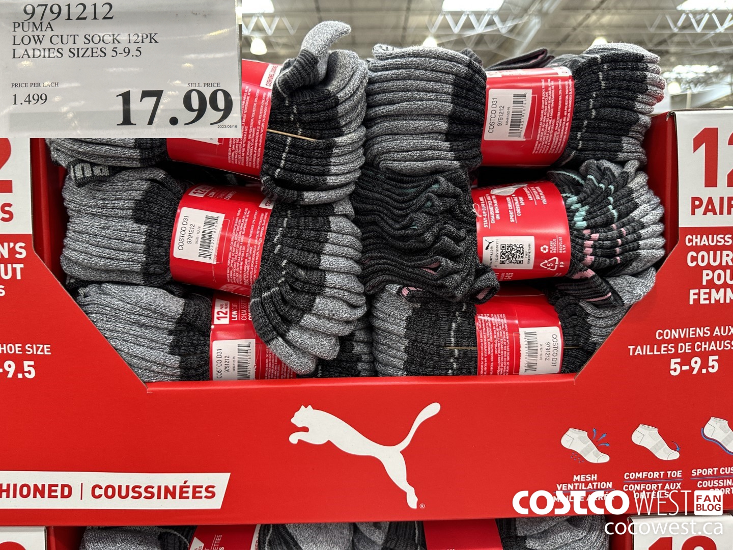 9791212 PUMA LOW CUT SOCKS 12PK LADIES SIZES 5-9.5 $17.99