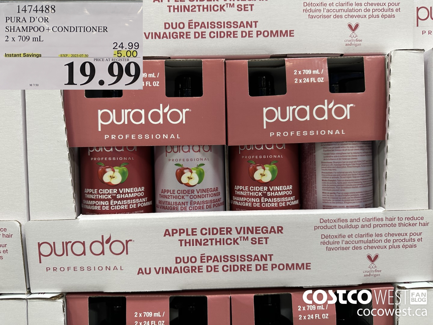 1474488 PURA D'OR SHAMPOO+CONDITIONER 2 X 709 ML ($5.00 INSTANT SAVINGS EXPIRES ON 2023-07-30) $19.99