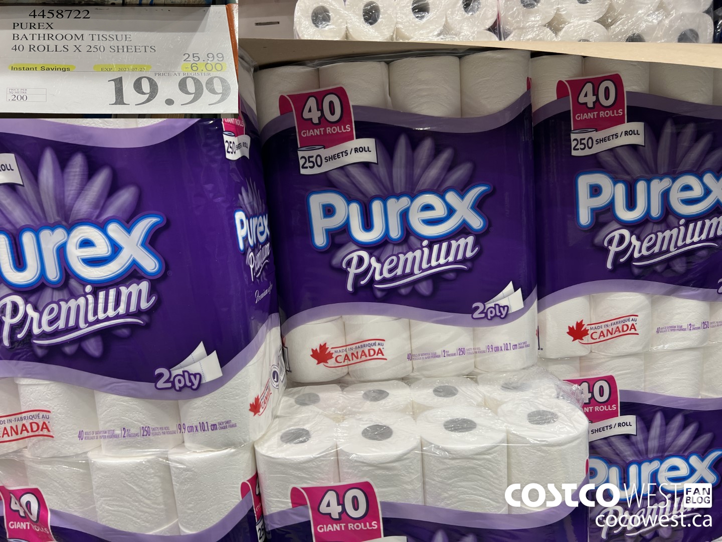 4458722 PUREX BATHROOM TISSUE 40 ROLLS X 250 SHEETS ($6.00 INSTANT SAVINGS EXPIRES ON 2023-07-23) $19.99