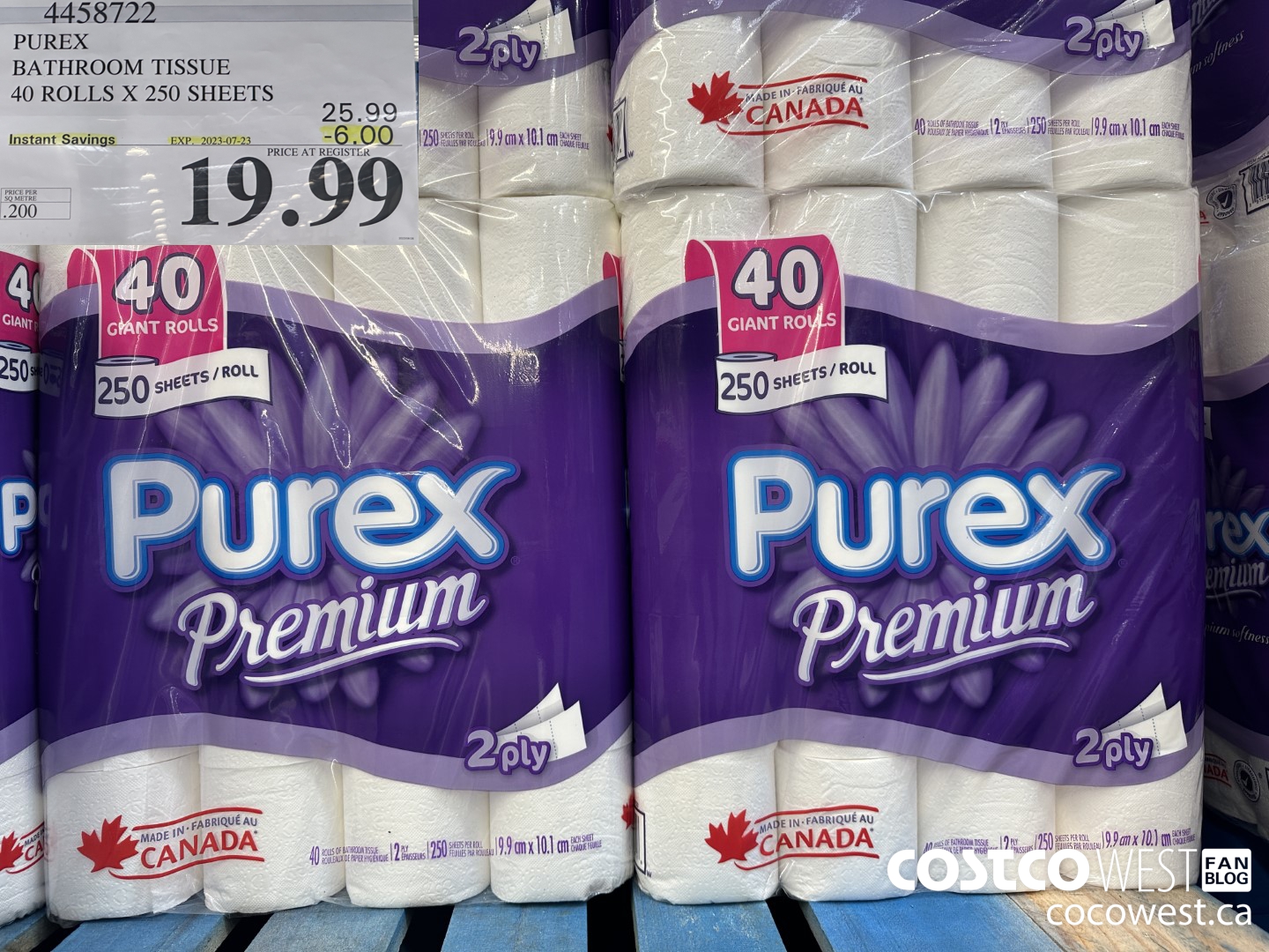 4458722 PUREX BATHROOM TISSUE 40 ROLLS X 250 SHEETS ($6.00 INSTANT SAVINGS EXPIRES ON 2023-07-23) $19.99