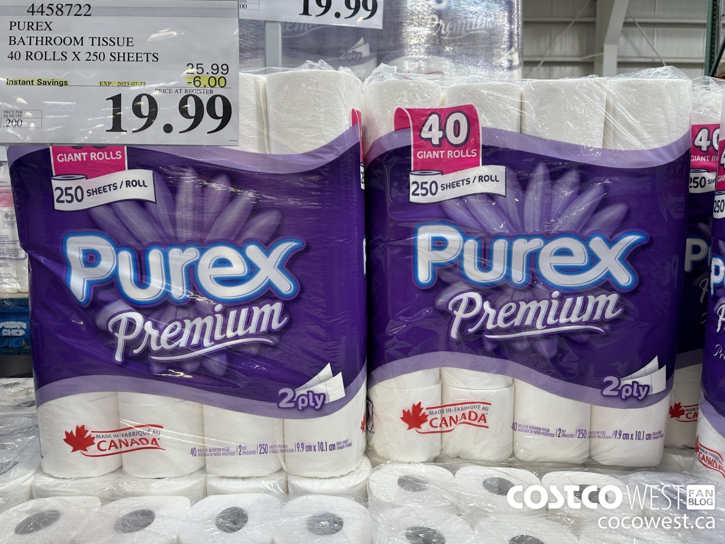 4458722 PUREX BATHROOM TISSUE 40 ROLLS X 250 SHEETS ($6.00 INSTANT SAVINGS EXPIRES ON 2023-07-23) $19.99