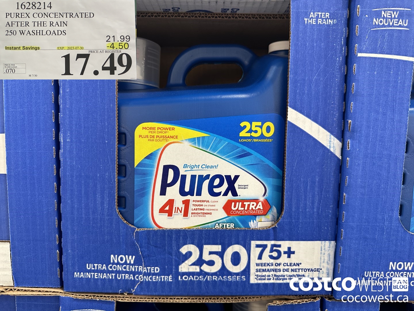 1628214 PUREX CONCENTRATED AFTER THE RAIN 250 WASHLOADS ($4.50 INSTANT SAVINGS EXPIRES ON 2023-07-30) $17.49