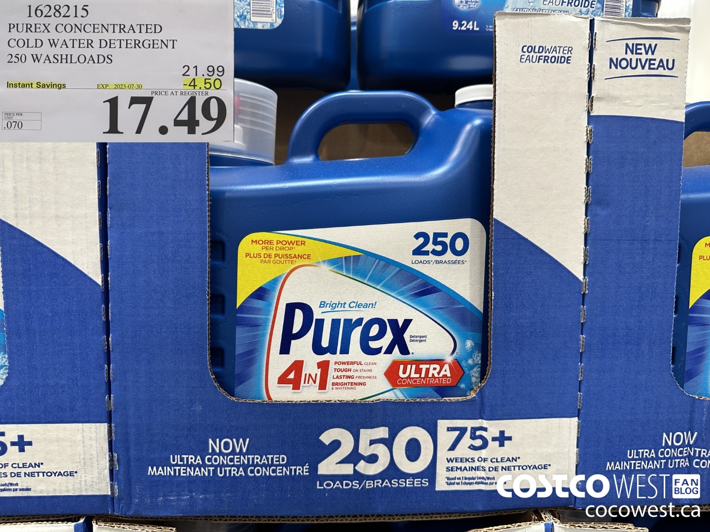 1628215 PUREX CONCENTRATED COLD WATER DETERGENT 250 WASHLOADS ($4.50 INSTANT SAVINGS EXPIRES ON 2023-07-30) $17.49