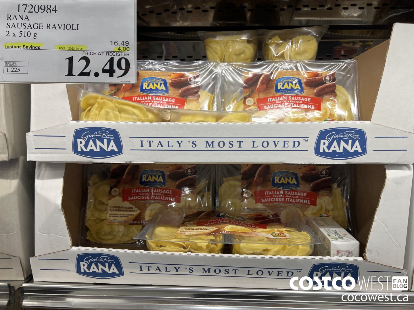 1720984 RANA SAUSAGE RAVIOLI 2 X 510 G ($4.00 INSTANT SAVINGS EXPIRES ON 2023-07-23) $12.49