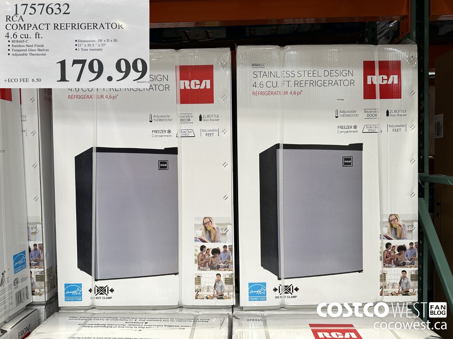 1757632 RCA COMPACT REFRIGERATOR 4.6 CU FT $179.99