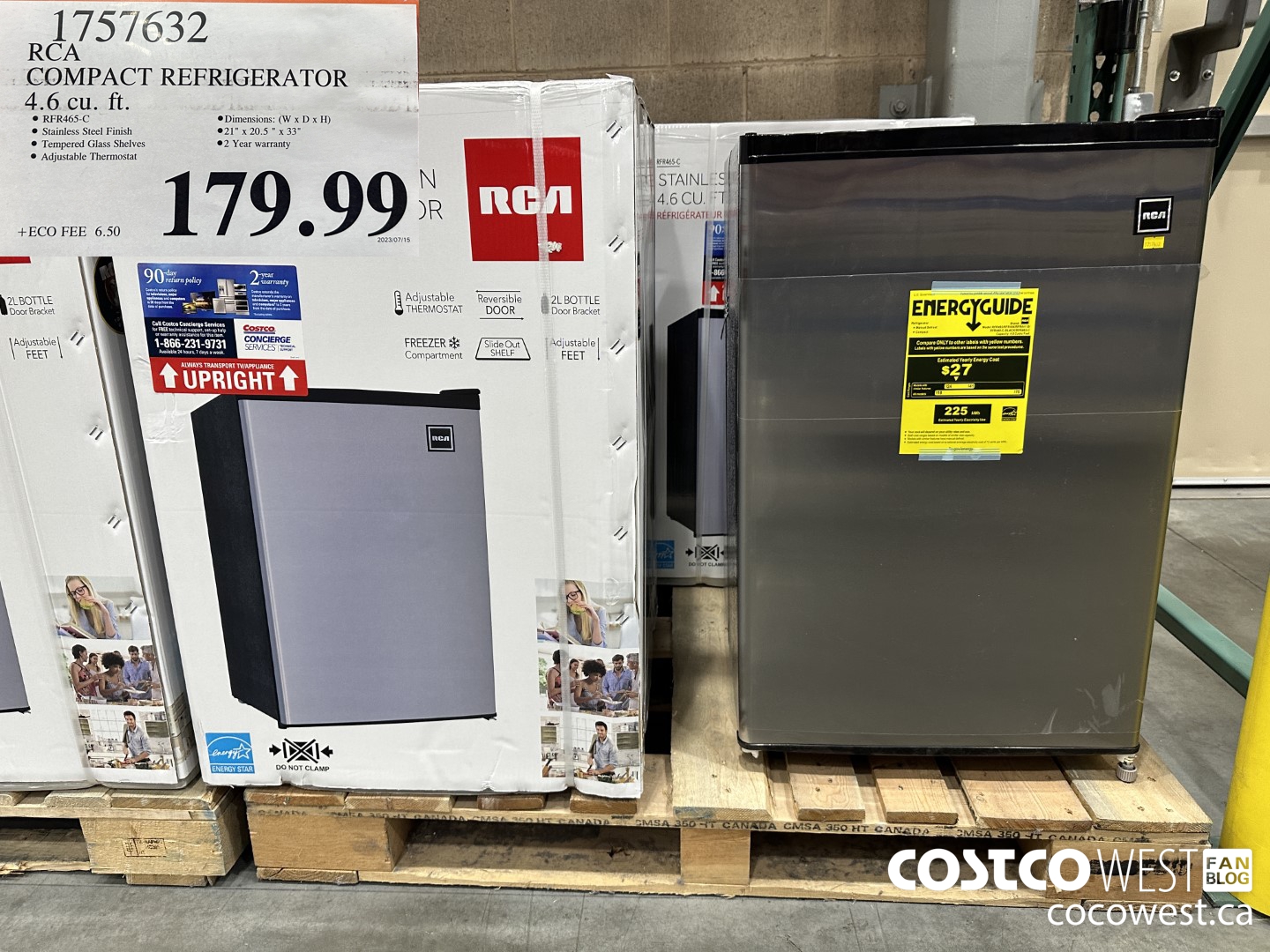 1757632 RCA COMPACT REFRIGERATOR 4.6 CU FT $179.99