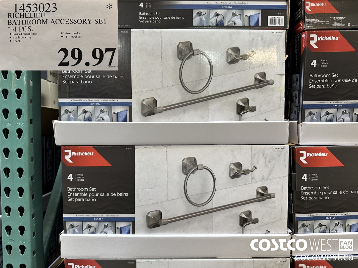 1453023 RICHELIEU BATHROOM ACCESSORY SET 4 PIECES $29.97