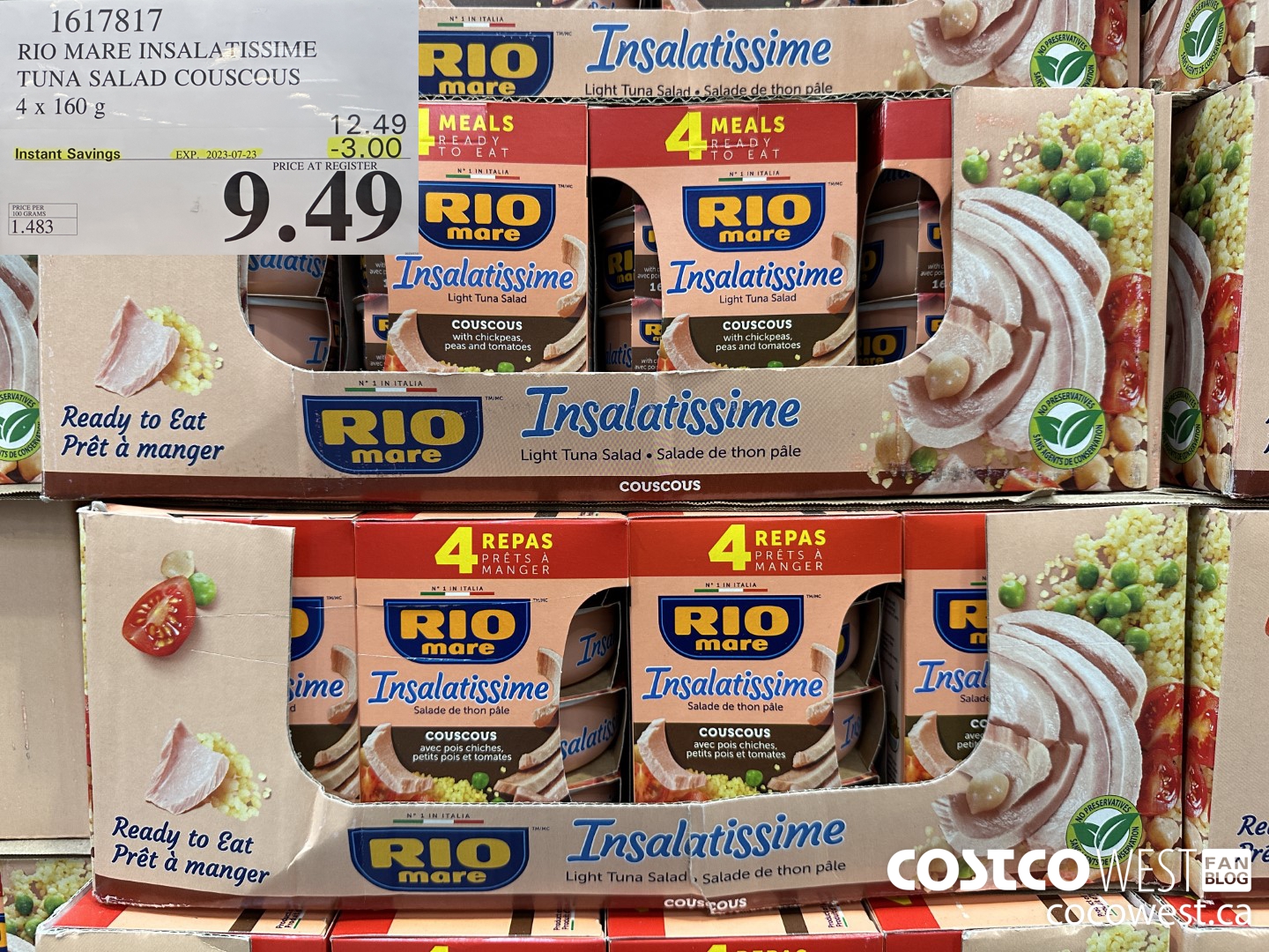 1617817 RIO MARE INSALATISSIME TUNA SALAD COUSCOUS 4 x 160 g ($3.00 INSTANT SAVINGS EXPIRES ON 2023-07-23) $9.49