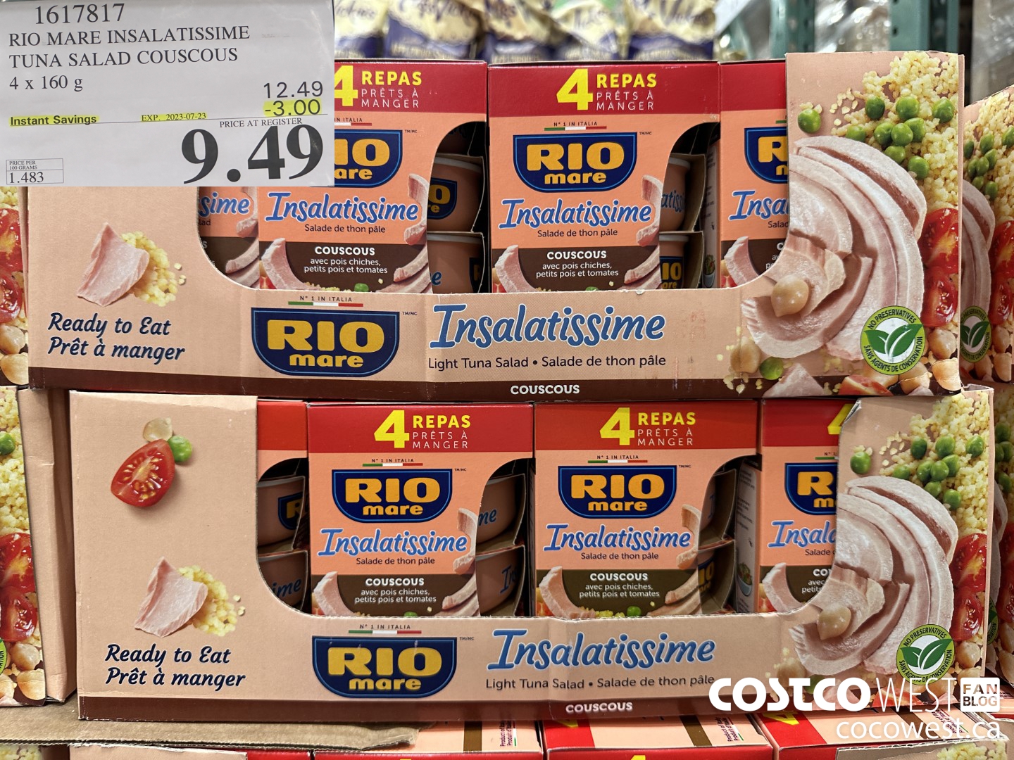 1617817 RIO MARE INSALATISSIME TUNA SALAD COUSCOUS 4 x 160 g ($3.00 INSTANT SAVINGS EXPIRES ON 2023-07-23) $9.49
