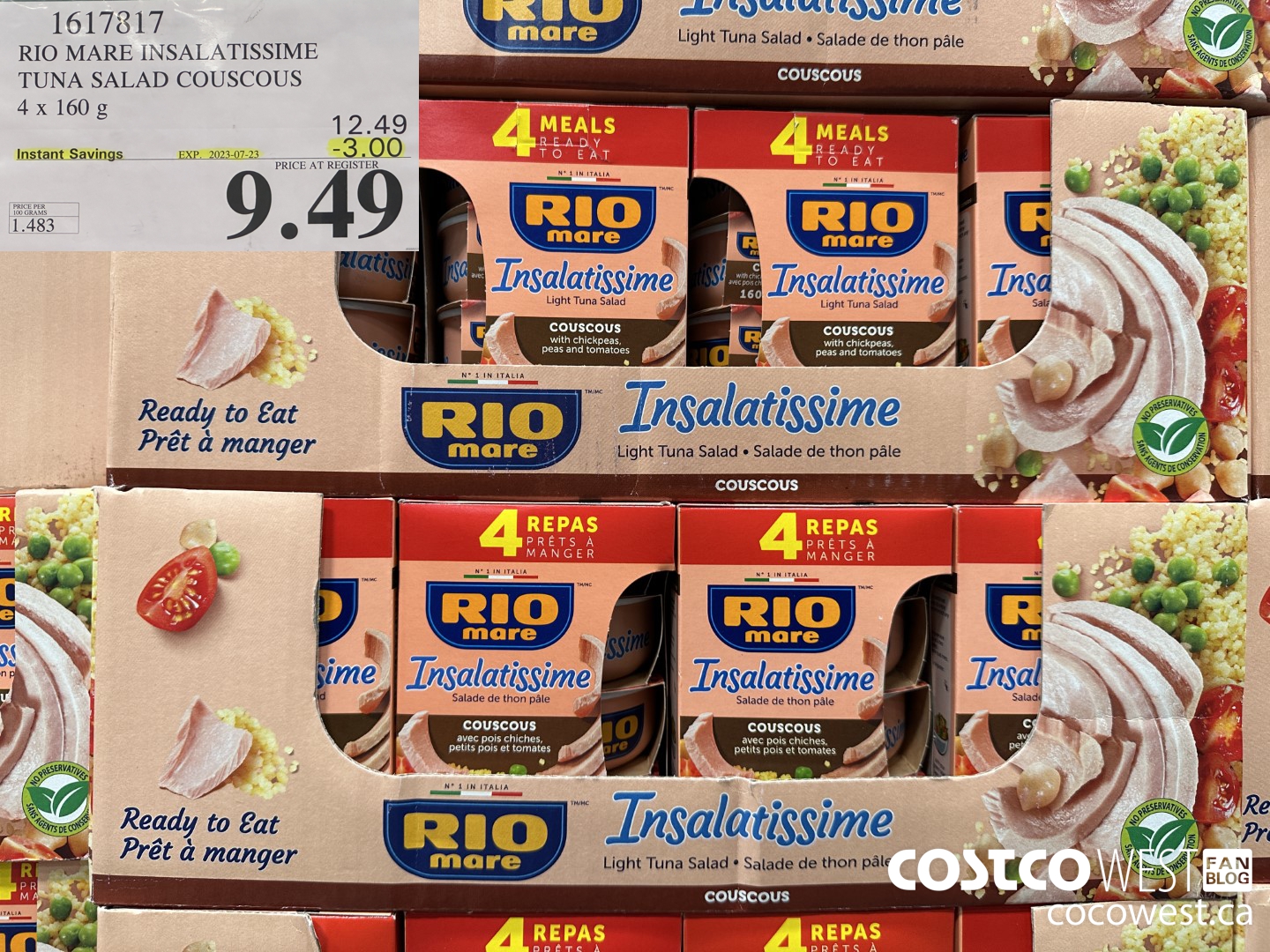 1617817 RIO MARE INSALATISSIME TUNA SALAD COUSCOUS 4 x 160 g ($3.00 INSTANT SAVINGS EXPIRES ON 2023-07-23) $9.49
