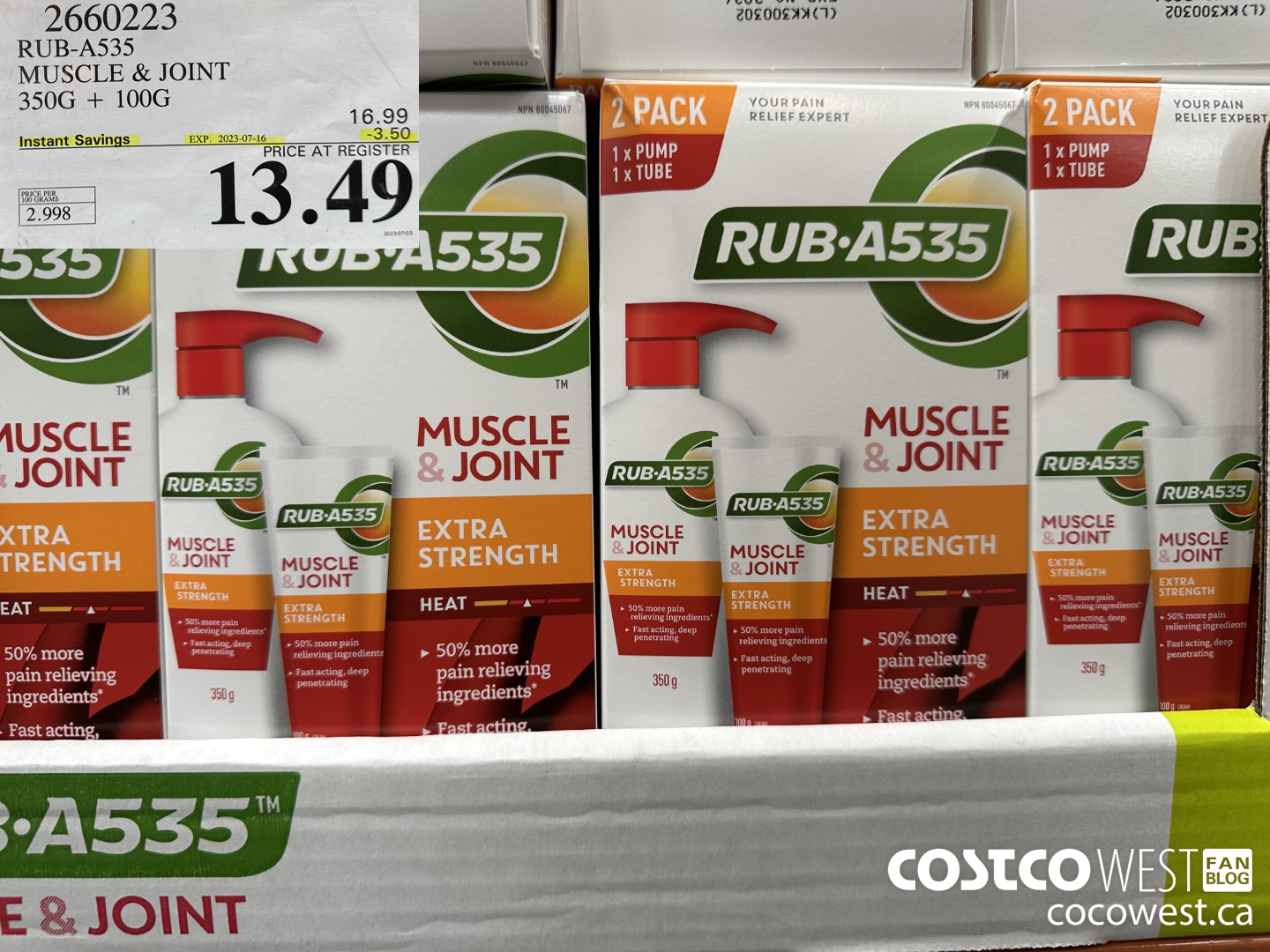 2660223 RUB-A535 MUSCLE & JOINT 350G + 100G ($3.50 INSTANT SAVINGS EXPIRES ON 2023-07-16) $13.49
