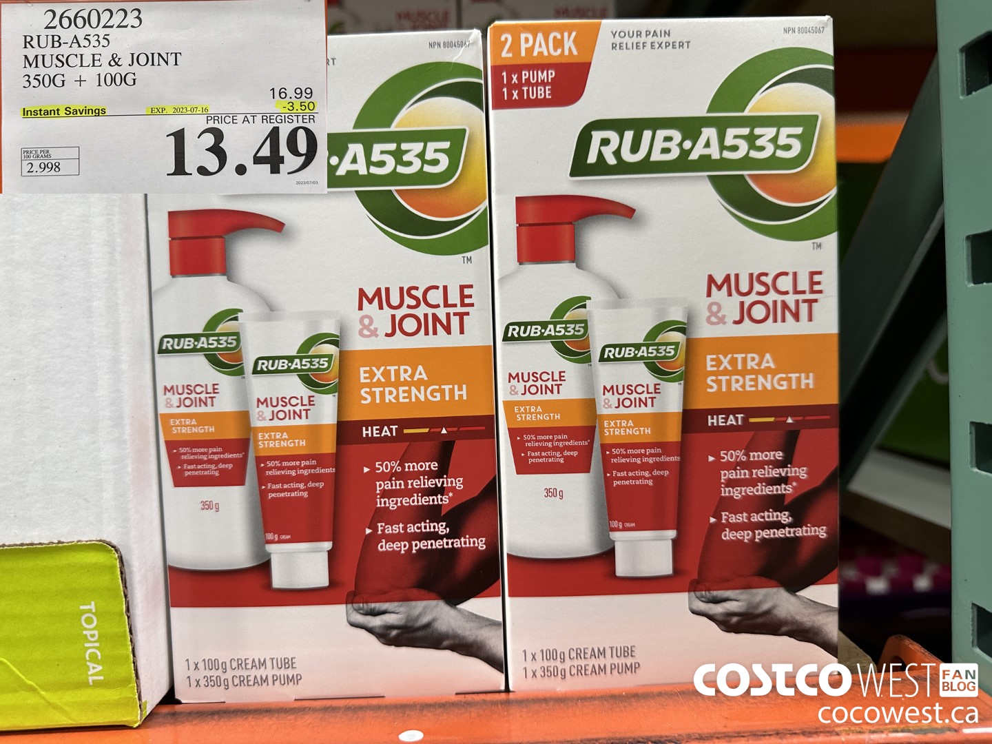 2660223 RUB-A535 MUSCLE & JOINT 350G + 100G ($3.50 INSTANT SAVINGS EXPIRES ON 2023-07-16) $13.49