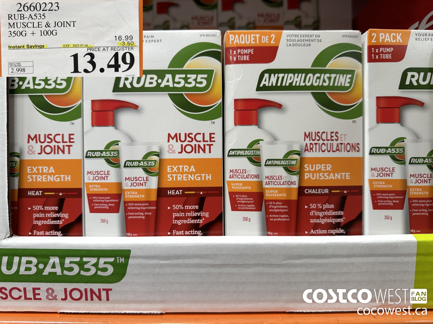 2660223 RUB-A535 MUSCLE & JOINT 350G + 100G ($3.50 INSTANT SAVINGS EXPIRES ON 2023-07-16) $13.49