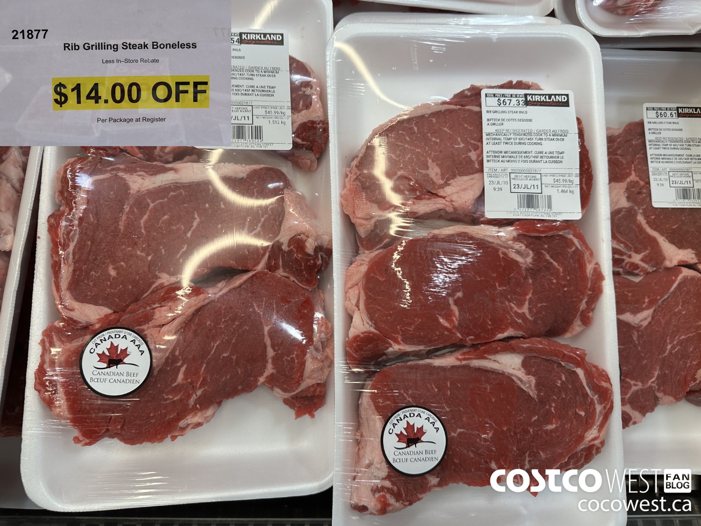 21877 Rib Grilling Steak Boneless  ($14.00 INSTANT SAVINGS)