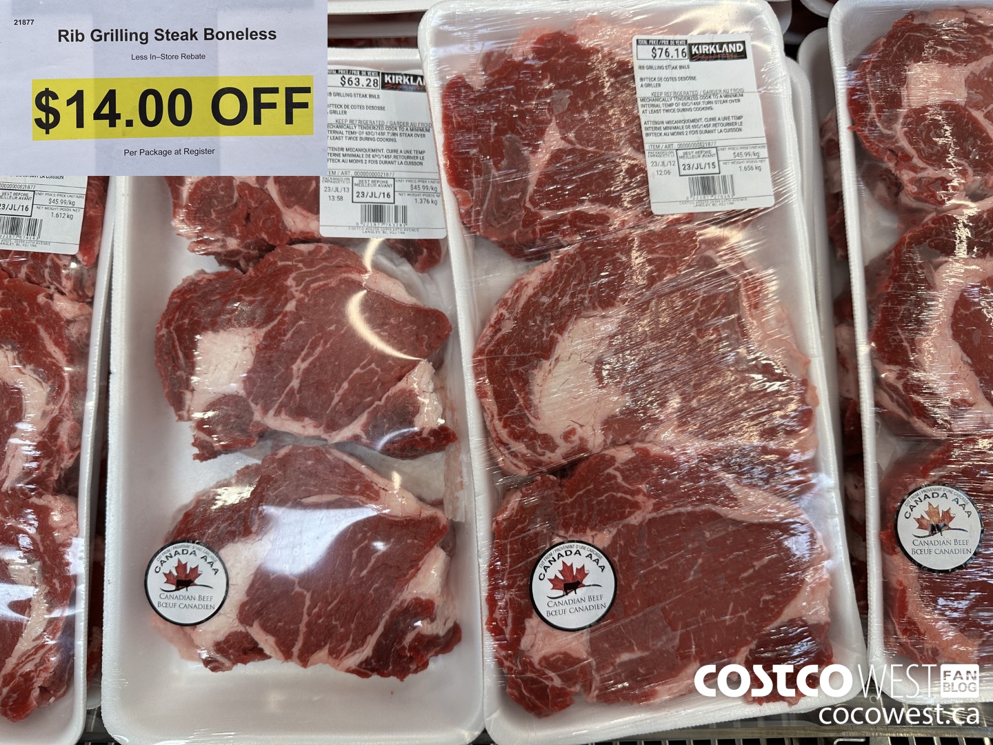 21877 Rib Grilling Steak Boneless  ($14.00 INSTANT SAVINGS)