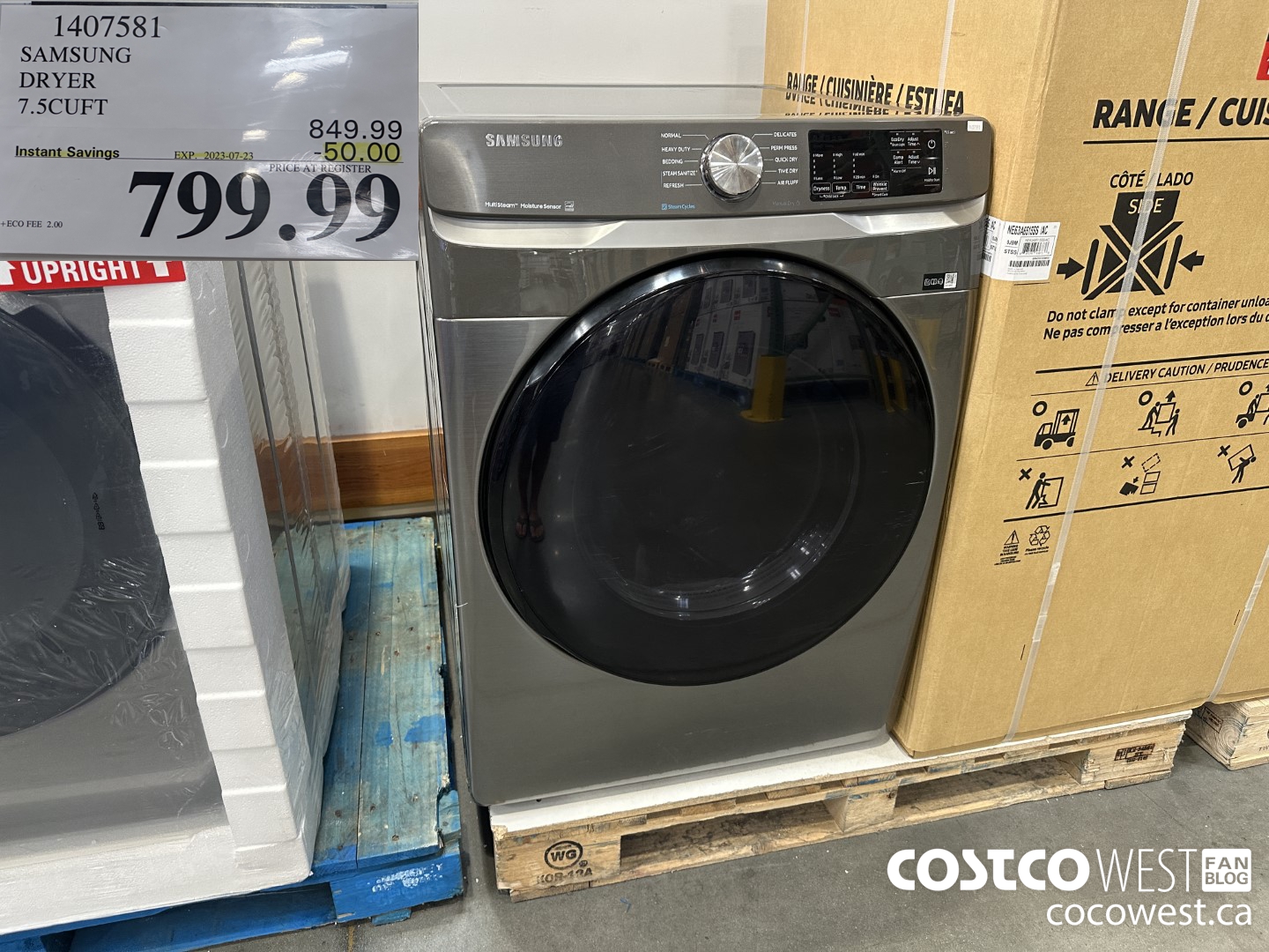 1407581 SAMSUNG DRYER 7.5CUFT ($50.00 INSTANT SAVINGS EXPIRES ON 2023-07-23) $799.99