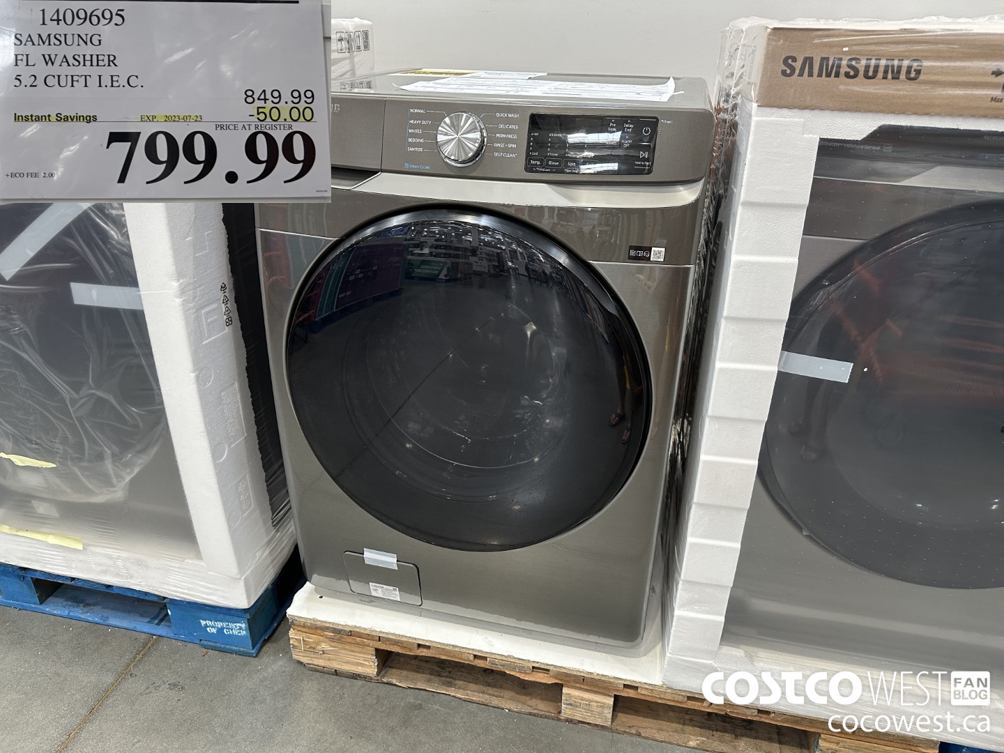 1409695 SAMSUNG FL WASHER 5.2 CUFT I.E.C. ($50.00 INSTANT SAVINGS EXPIRES ON 2023-07-23) $799.99