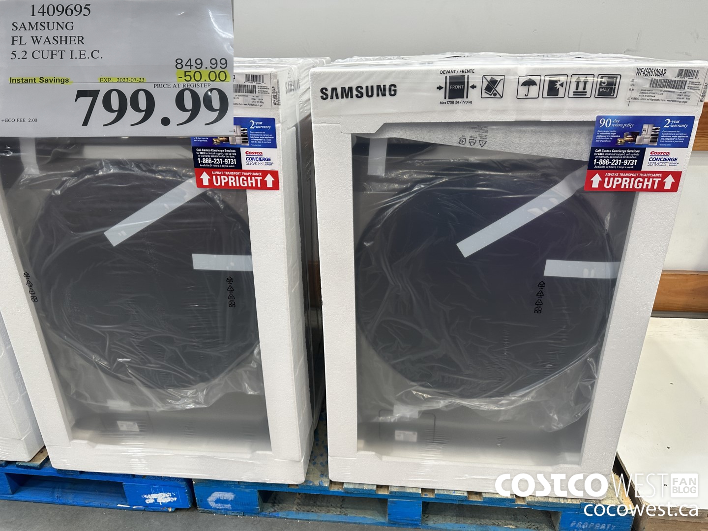 1409695 SAMSUNG FL WASHER 5.2 CUFT I.E.C. ($50.00 INSTANT SAVINGS EXPIRES ON 2023-07-23) $799.99