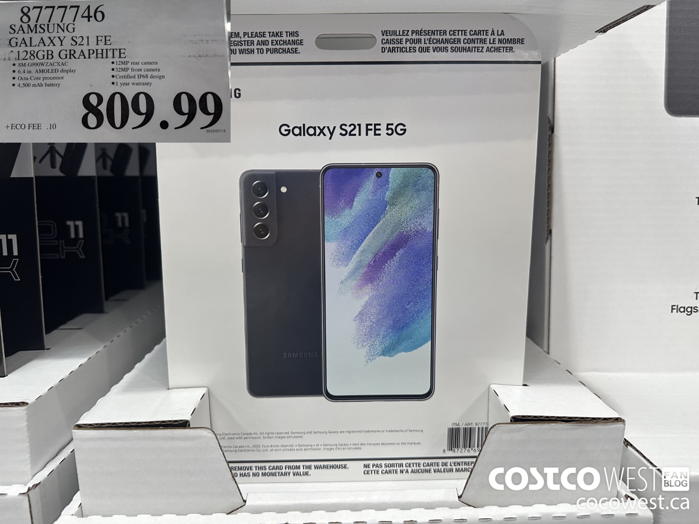 8777746 SAMSUNG GALAXY S21 FE 128GB GRAPHITE SM-G998WZKAXAC $809.99