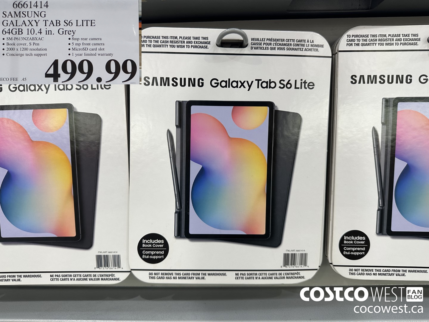 6661414 SAMSUNG GALAXY TAB S6 LITE 64GB 10.4 IN GREY $499.99