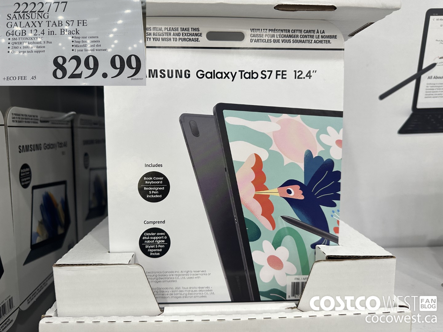 2222777 SAMSUNG TAB S7FE 64GB 12.4 IN. BLACK $829.99