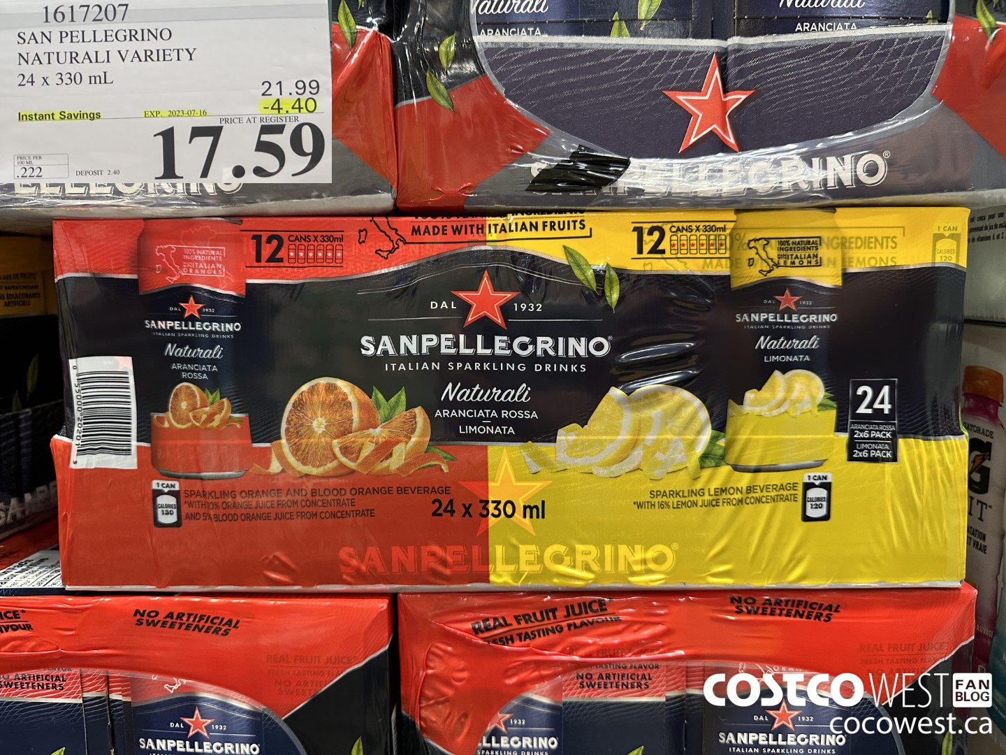 1617207 SAN PELLEGRINO NATURALI VARIETY 24 x 330 mL ($4.40 INSTANT SAVINGS EXPIRES ON 2023-07-16) $17.59