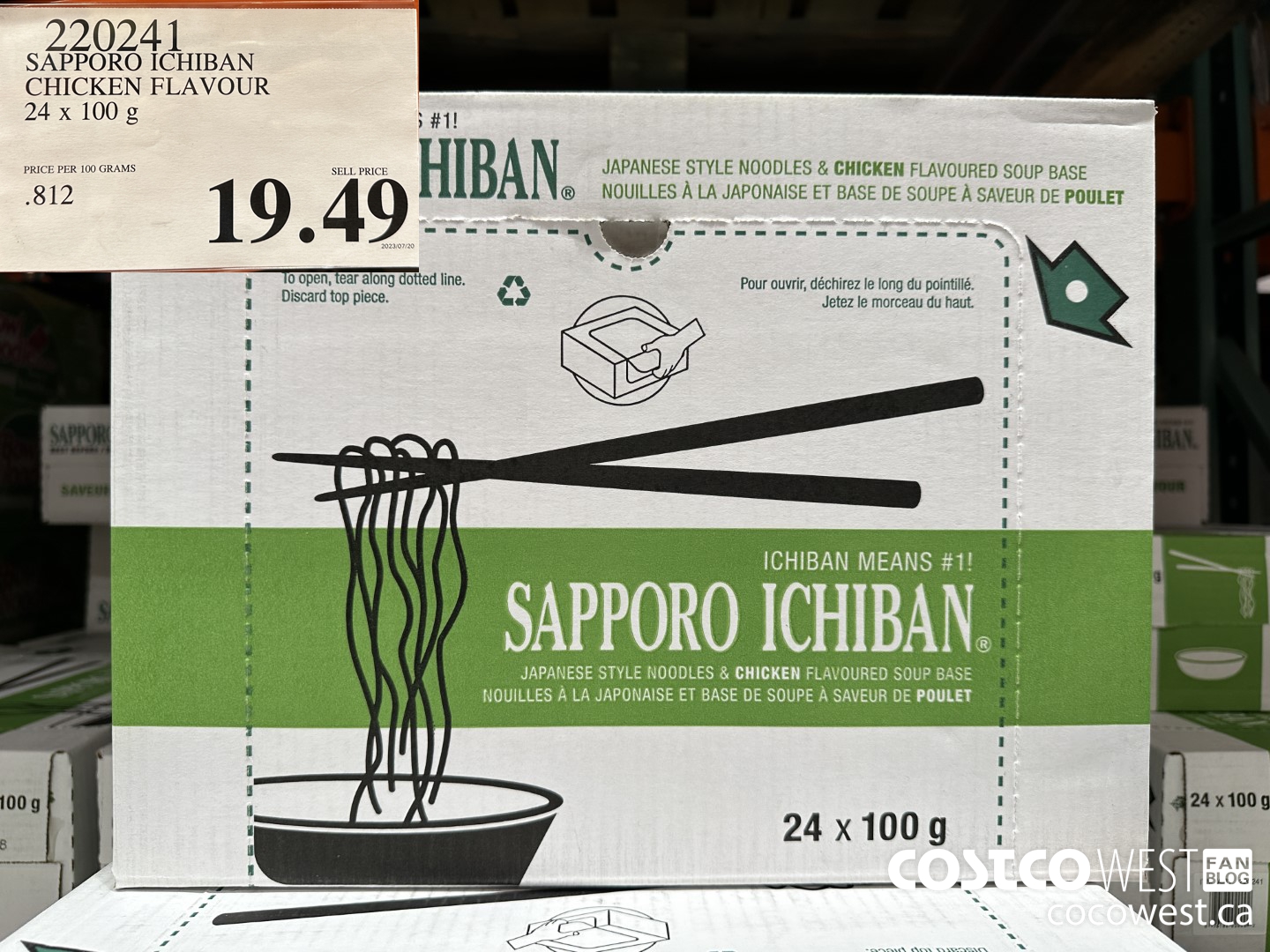 220241 SAPPORO ICHIBAN CHICKEN FLAVOUR 24 X 100G $19.49