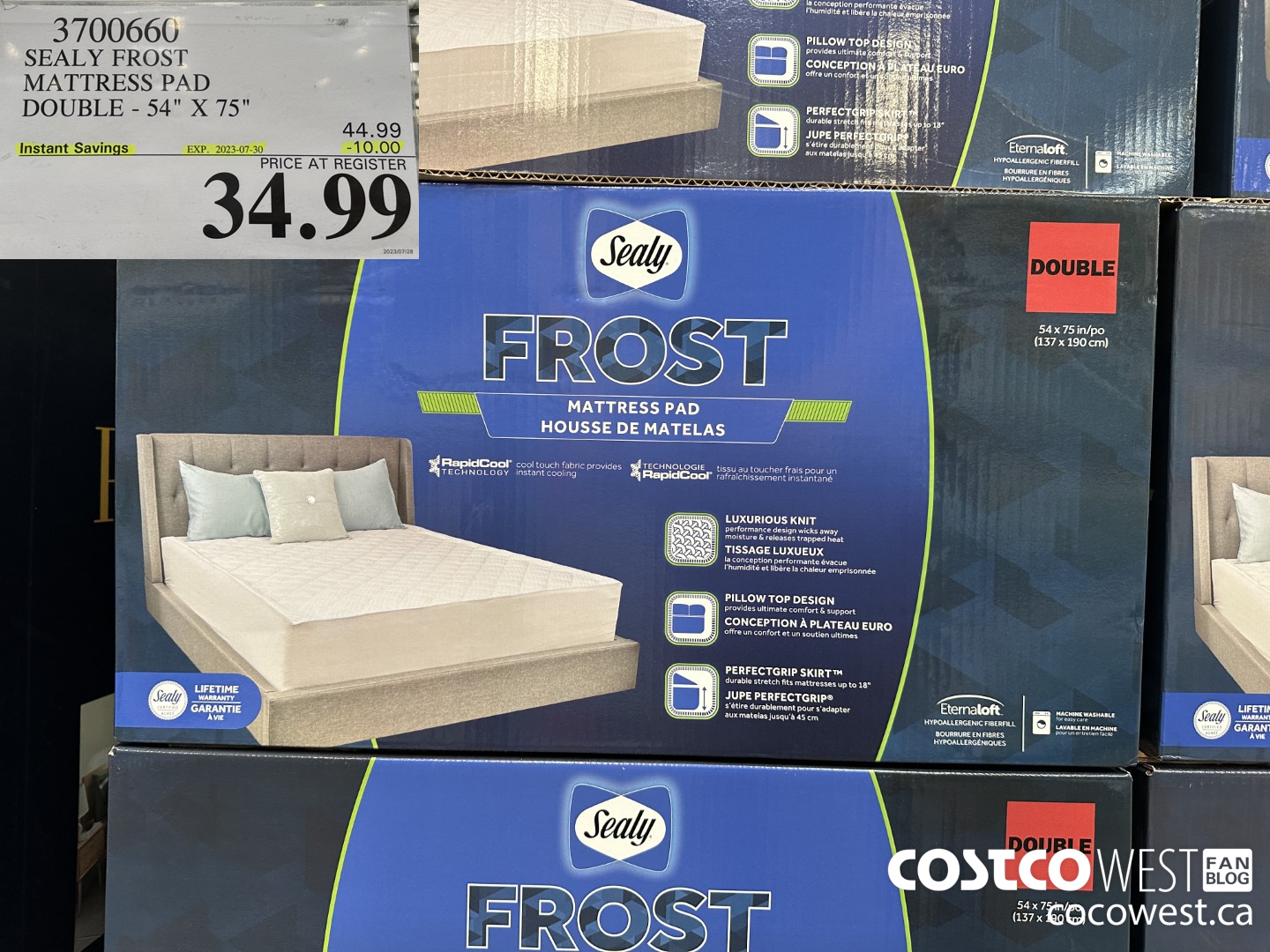 3700660 SEALY FROST MATTRESS PAD DOUBLE 54