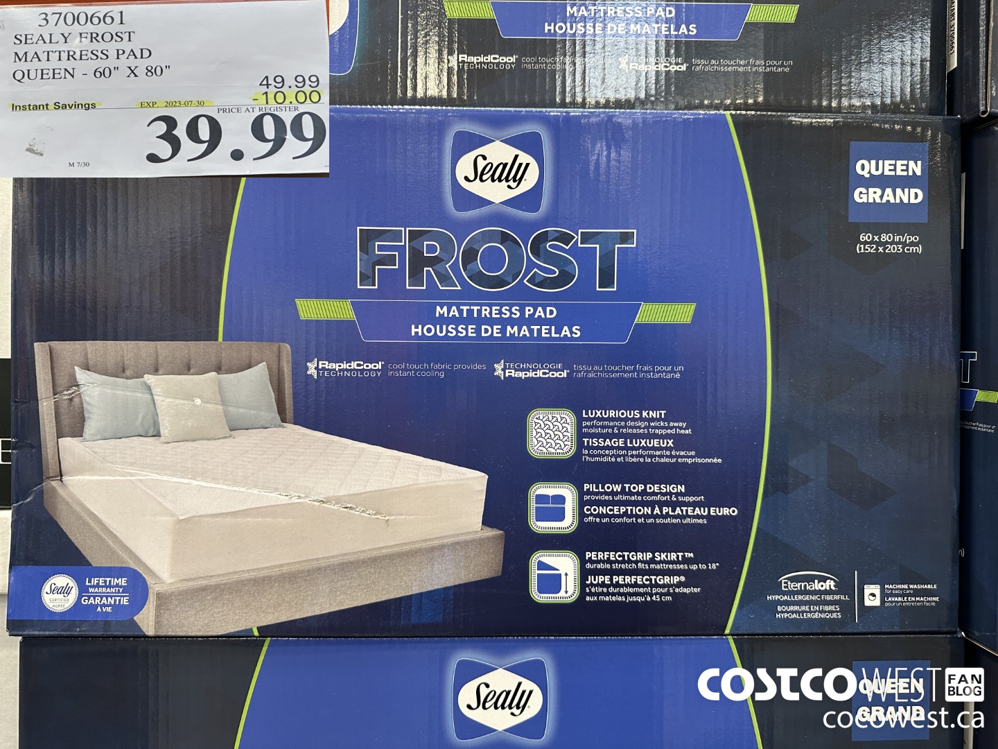 3700661 SEALY FROST MATTRESS PAD QUEEN 60