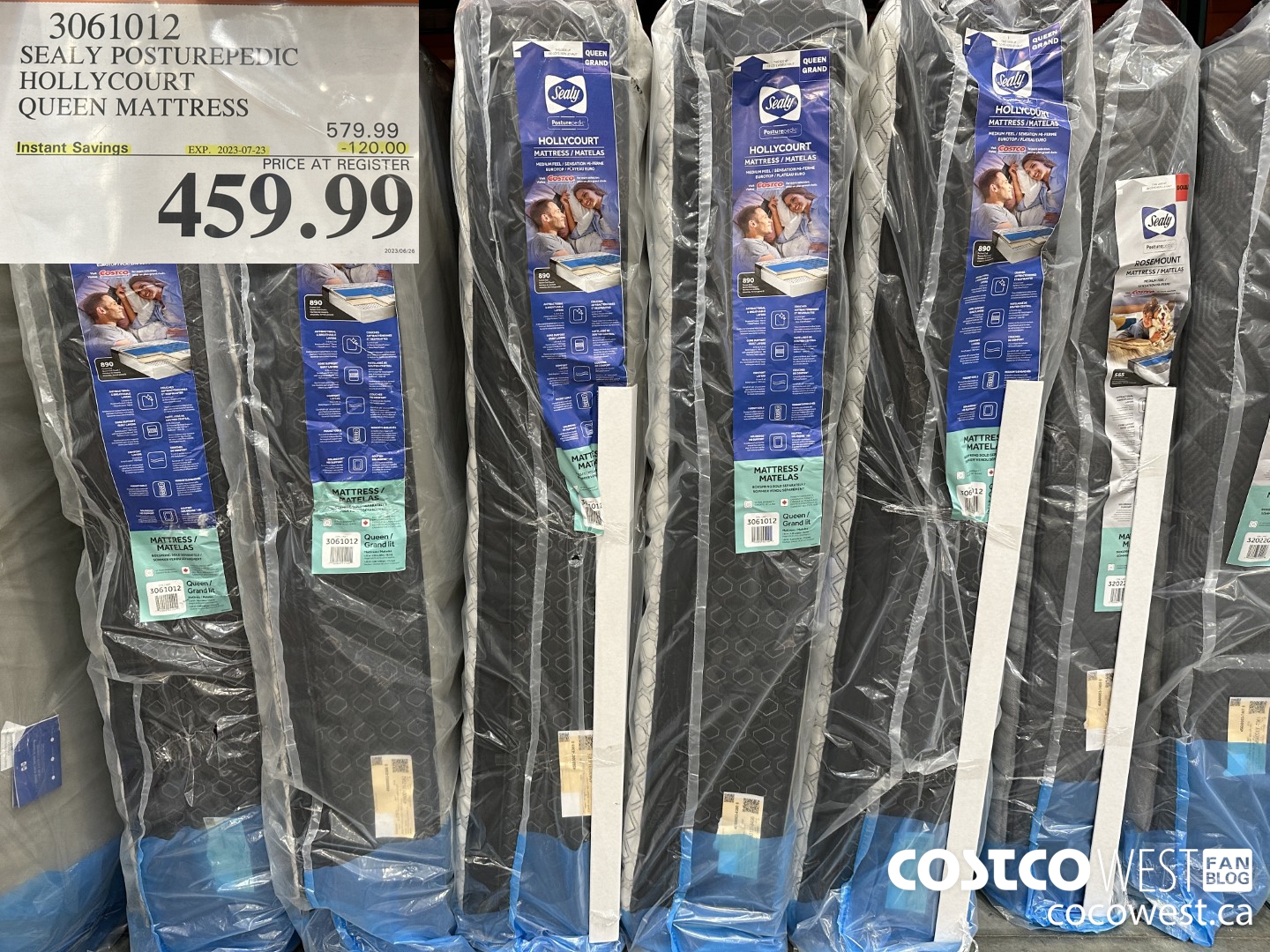 3061012 SEALY POSTUREPEDIC HOLLYCOURT QUEEN MATTRESS ($120.00 INSTANT SAVINGS EXPIRES ON 2023-07-23) $459.99