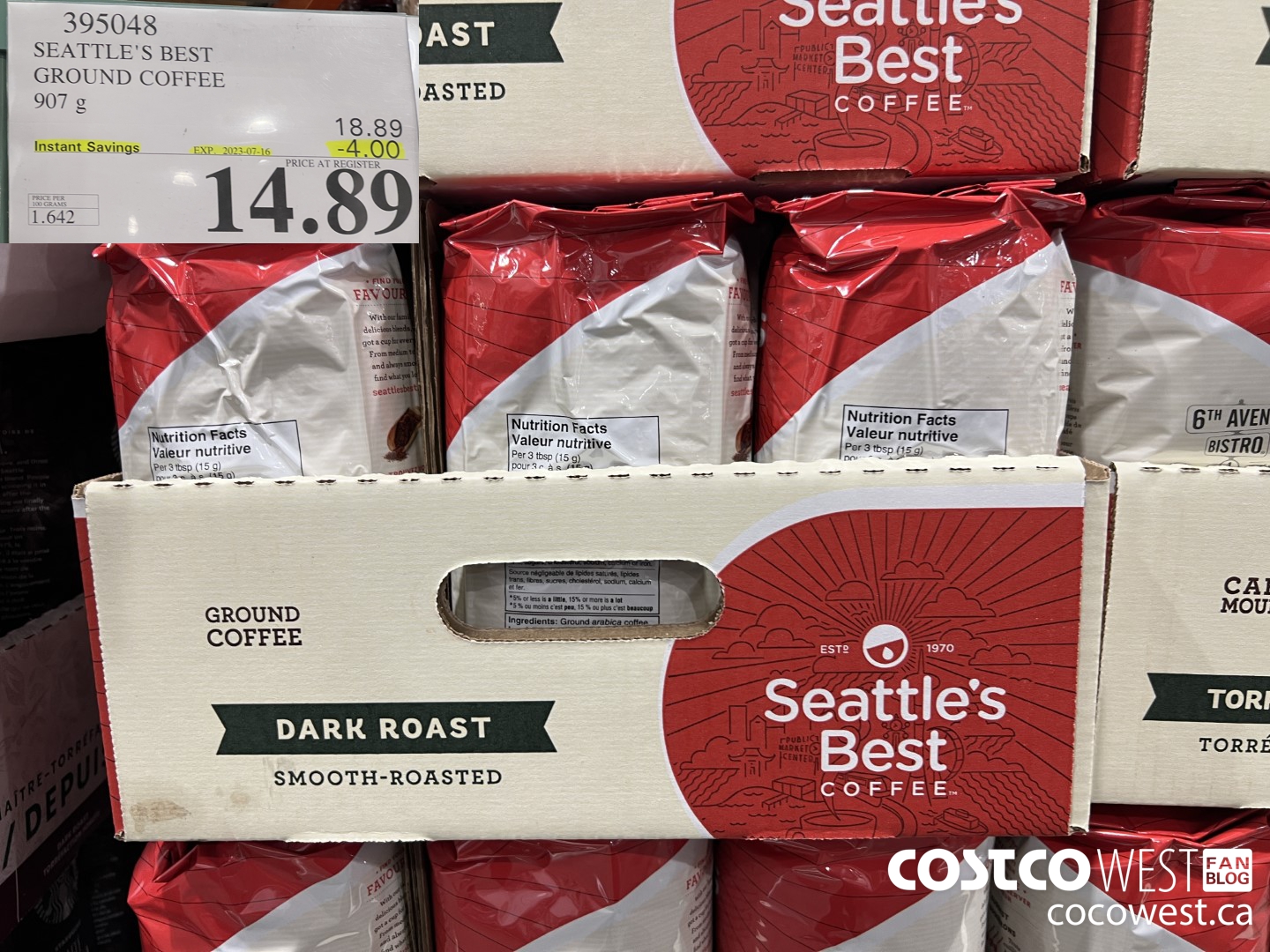 395048 SEATTLE'S BEST GROUND COFFEE 907 G ($4.00 INSTANT SAVINGS EXPIRES ON 2023-07-16) $14.89