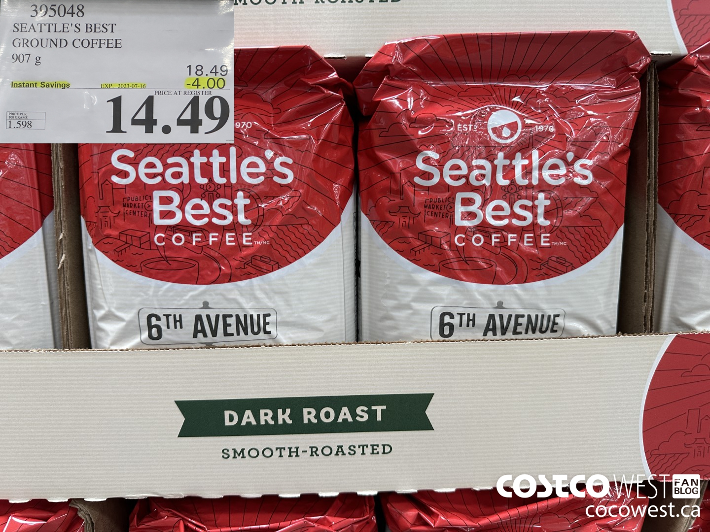 395048 SEATTLE'S BEST GROUND COFFEE 907 G ($4.00 INSTANT SAVINGS EXPIRES ON 2023-07-16) $14.89