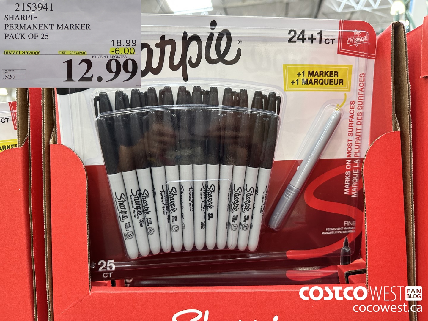 2153941 SHARPIE PERMANENT MARKER PACK OF 25 ($6.00 INSTANT SAVINGS EXPIRES ON 2023-09-03) $12.99