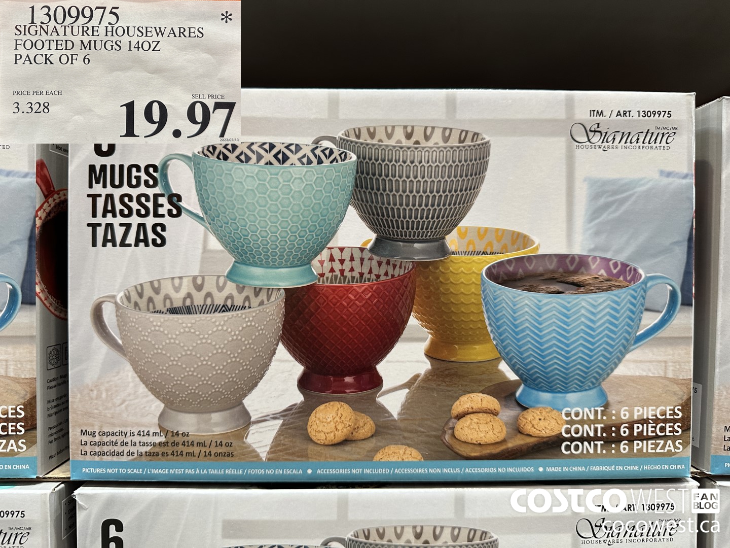 1309975 SIGNATURE HOUSEWARES FOOTED MUGS 140Z 6 PACK $19.97