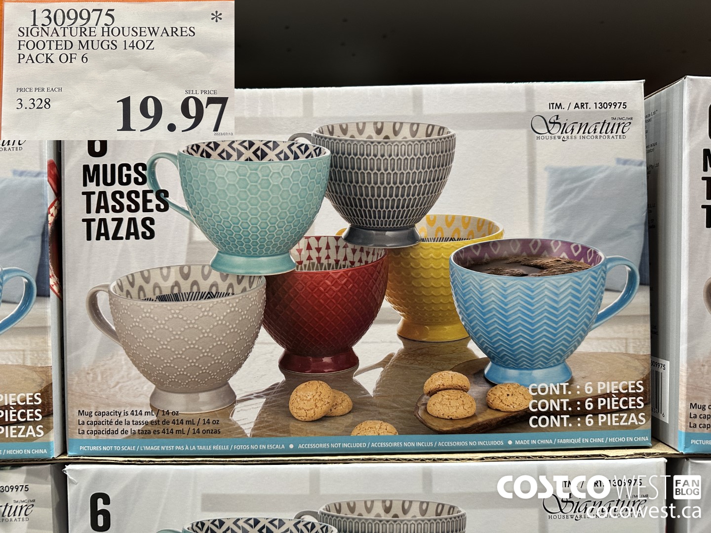 1309975 SIGNATURE HOUSEWARES FOOTED MUGS 140Z 6 PACK $19.97