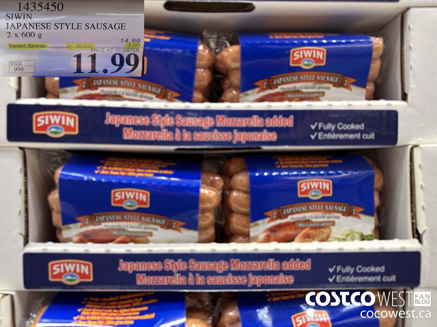 1435450 SIWIN JAPANESE STYLE SAUSAGE 2 x 600 g ($3.00 INSTANT SAVINGS EXPIRES ON 2023-07-23) $11.99