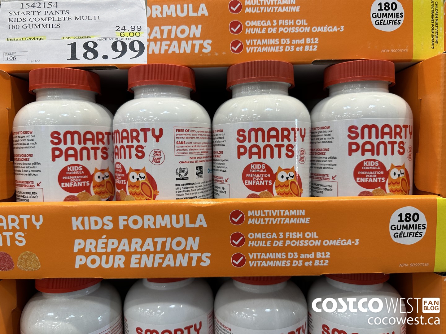 1542154 SMARTY PANTS KIDS COMPLETE MULTI 180 GUMMIES ($6.00 INSTANT SAVINGS EXPIRES ON 2023-08-06) $18.99