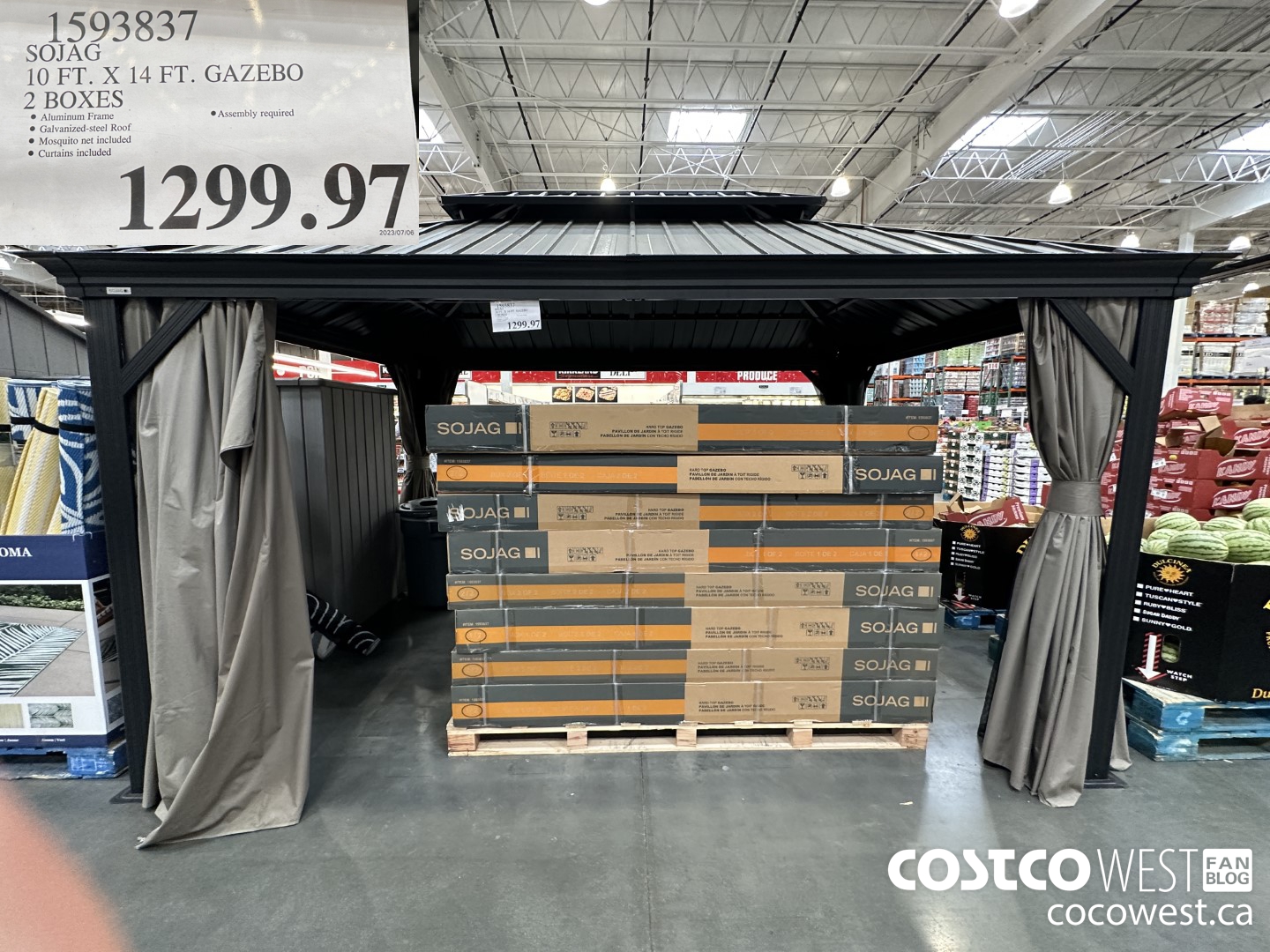 1593837 SOJAG 10 FT. X 14 FT. GAZEBO 2 BOXES $1299.97