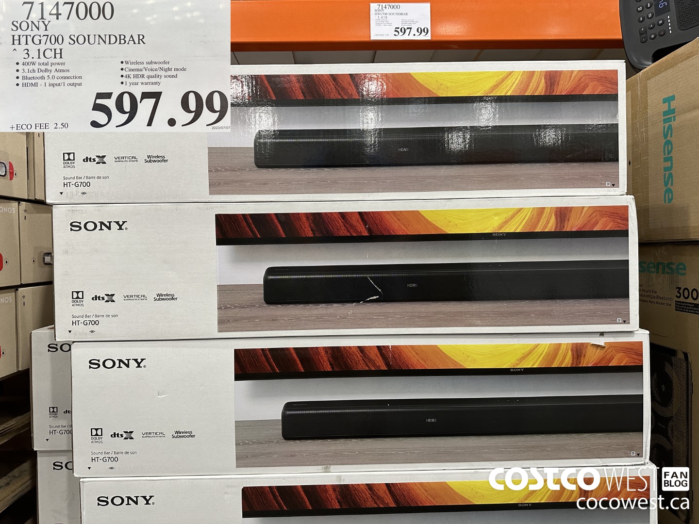 7147000 SONY HTG700 SOUNDBAR 3.1CH $597.99