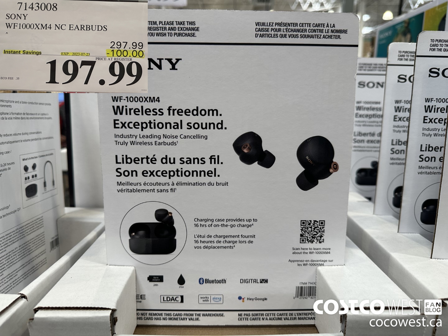 7143008 SONY WF1000XM4 NC EARBUDS ($100.00 INSTANT SAVINGS EXPIRES ON 2023-07-23) $197.99