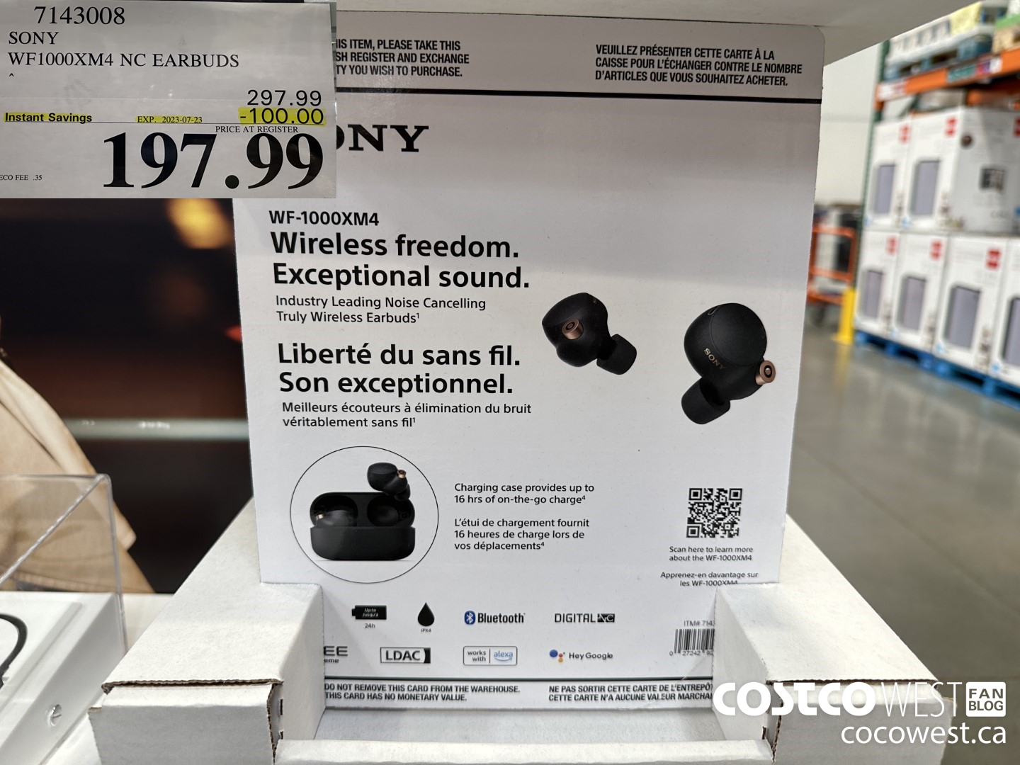 7143008 SONY WF1000XM4 NC EARBUDS ($100.00 INSTANT SAVINGS EXPIRES ON 2023-07-23) $197.99