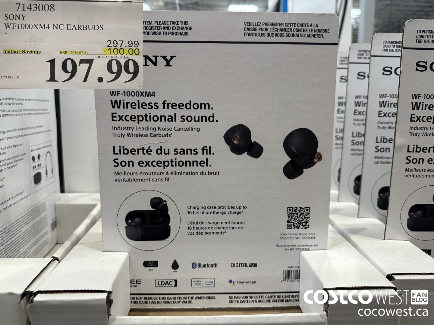 7143008 SONY WF1000XM4 NC EARBUDS ($100.00 INSTANT SAVINGS EXPIRES ON 2023-07-23) $197.99