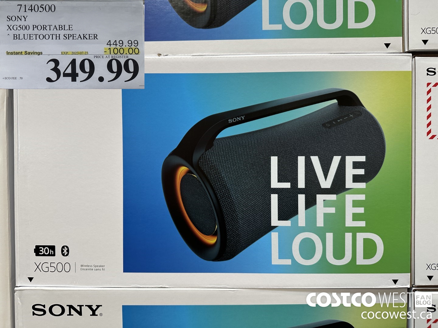7140500 SONY XG500 PORTABLE BLUETOOTH SPEAKER ($100.00 INSTANT SAVINGS EXPIRES ON 2023-07-23) $349.99