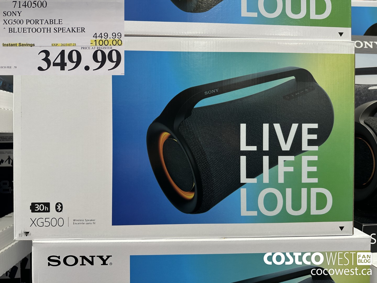 7140500 SONY XG500 PORTABLE BLUETOOTH SPEAKER ($100.00 INSTANT SAVINGS EXPIRES ON 2023-07-23) $349.99
