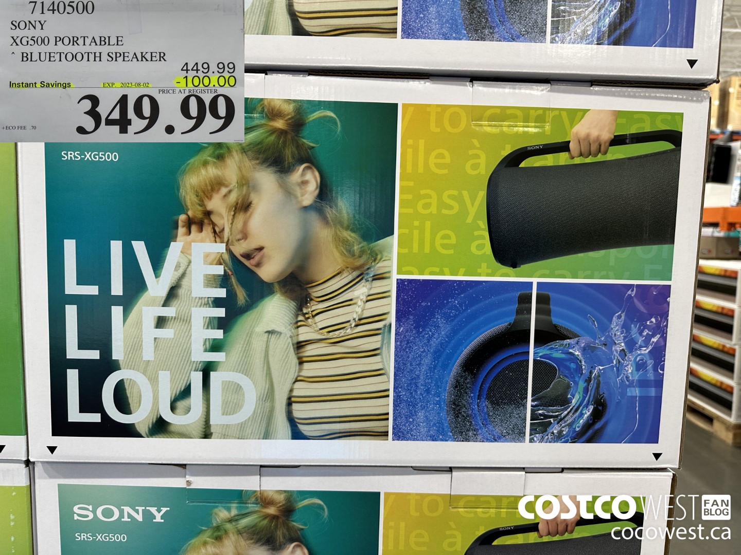 7140500 SONY XG500 PORTABLE BLUETOOTH SPEAKER ($100.00 INSTANT SAVINGS EXPIRES ON 2023-08-02) $349.99